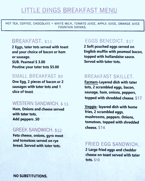 breakfast menu page one